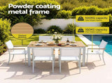 Gardeon 7PCS Outdoor Dining Set Table and Chairs Patio Garden Furniture Bistro Set White FF-DINING-7PLW-WH-ABC