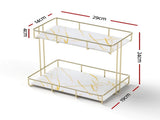 Artiss 2X Bathroom Storage Rack 2 Tier Corner Organiser Gold Marble Look BSR-B-2T-25H-GDX2