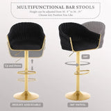 SERENIT GP1863 Modern Velvet Breakfast Bar Stools Swivel Barstools Adjustable Counter Stools with V255-SE-GP1863R-BLACK