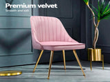 Artiss Dining Chairs Set of 4 Velvet Channel Tufted Pink UPHO-D-DIN203C-VEL-PKX4