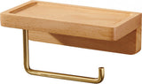 Toilet Roll Holder with Shelf - Toilet Roll Holder Without Drilling - Wood - Self-Adhesive - Toilet V1188-NK-BOL-419