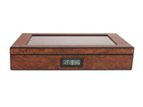 Cigar Humidor Box Portable Cedar Wood Glass Top Cigar Storage Case with Digital Hygrometer Brown V1294-YM0626-3117230001411
