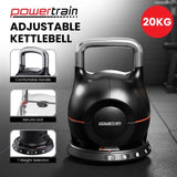 Powertrain Adjustable Kettlebell 20kg 7 in 1 Weight Selection Set w/Quick One Hand Adjustment S AKB-XDB-20