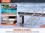 Dock Ladder, 1.09 m-1.29 m Adjustable Height, 227 kg Load Capacity, Aluminum Alloy 6 Steps Pontoon V952-MTFSTWJFHXJD5J314V0