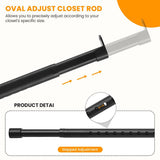 18-75" Oval Closet for Hanging Clothes Adjustable Closets Heavy Duty Black Poles Bar Closet V1107-127-10231-BLK4