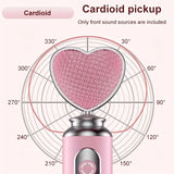 Pink Heart Microphone Set, Cardioid Noise Reduction, Real-time Monitoring One-Touch Mute, Handheld V1232-DRHT-002