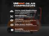 UNIMAC 24L 2.0HP Air Compressor, Direct Drive, 2 Couplers for Airtools Tyre Inflation, Portable, V219-ACMELEUM250A