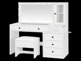 Levede Dressing Table Vanity Desk with LED Mirror 5 Drawers Charging White VM1037-AU