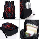Style 12 3 Piece Spider Print School Set - Large Capacity Polyester Backpack, Insulated Lunch V888-ELOSUNG56268-4