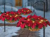 Pre Lit Christmas Hanging Basket Flocked with Mixed Decorations and LED Lights Artificial Frosted V1294-YM0523-10323269