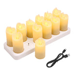 12PCS LED Candles Warm Yellow Lighting Artificial Electric Candle with Base for Votive Anniversary V1294-YM0901-H35338-1