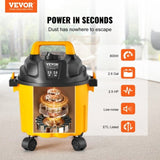 VEVOR Wet/Dry Shop Vacuum Vac 10L 2 Peak HP w/ Nozzle Rich Attachments Yellow V952-SYGSZKXCQ10LIYALNV3