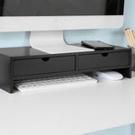 Black Monitor Stand Desk Organizer with 2 Drawers V178-84522