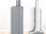 Microfiber Flat Mop Hand Wash Free Long Handle Large Flat Mop Dry Wet Use Floor Cleaning Tool White V1294-YM0715-3117220076213
