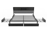 Artiss King Bed Frame with Storage, 4 Drawers and Charging Station BFRAME-M-AXIS-K-BK-ABC