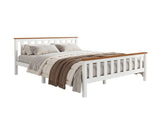 Artiss Bed Frame Double Size Wooden White PONY WBED-D-TC18-137-AB