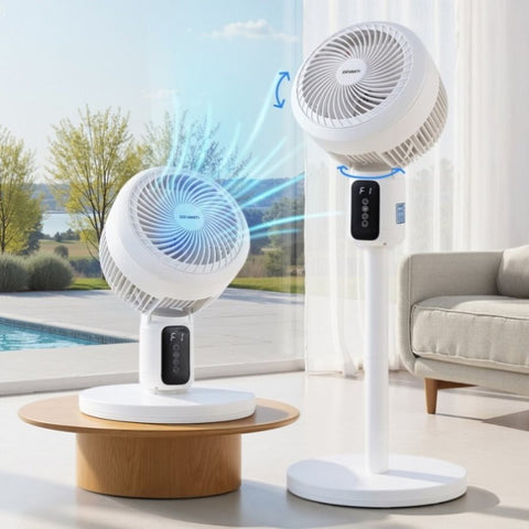 Devanti Pedestal Fan W/ Remote 3 Speed 12H Timer Height Adjustable Cooling Fan PF-RC-01R-WH