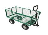 Wallaroo Steel Mesh Garden Trolley Cart 300kg Capacity Wheel - Green GMC-H38-GN