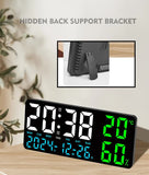 Black Background With Green and White Light Sleek Large LED Digital Wall & Desk Clock - Remote V888-ELOSUNG27420