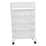 Multi Tier White Book Rack Rolling Storage Shelf for Home Use V1369-AZ3-W-20613