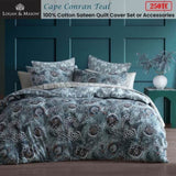 Logan & Mason Cape Conran Teal 250TC 100% Cotton Sateen Quilt Cover Set King V442-LED-QUILTCS-CAPECONRAN-TEAL-KI