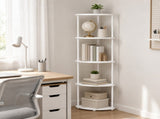 Levede Corner Bookshelf Adjustable Corner Bookcase Unit Living Room White CH1184-WH-AU