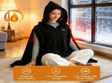 Graphene Heated Hooded Poncho Blanket USB-Powered Wearable Shawl for Office, Home, Outdoor, and V1341-ZY-CD8MHBG5