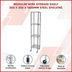 Modular Wire Storage Shelf 350 x 350 x 1800mm Steel Shelving V63-841491