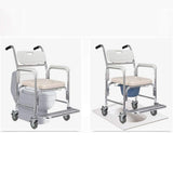 Mobile Shower Toilet Commode Chair Bathroom Aluminum Bedside Footrest Wheelchair V201-GBA0581WH8AU