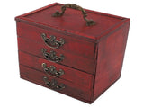 Jewelry Box Chinese Vintage Case 4 Drawer Wood Oriental Compact Ample Capacity Versatile Storage V1294-YM0710-3117230360411