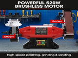BAUMR-AG Bench Grinder Sander and Polisher Combo, 150mm Grinding Wheel, 50mm Linisher, 520W V219-SNDBELBMG65A