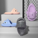 Ladies Shark Slippers Glowing Glitter Slippers Quick-Dry Slippers Non-Slip EVA - Blue - Size 37 V1106-959-84658-BLU-37