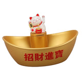 Gold Ingot Solar Energyy Cat Ornament Solar Wealth Welcome Waving Hand Fortune Cat Statue Good V1294-YM0901-3115230106311