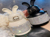 Cute Bunny Ear Diamond Studded Insulated Tumbler with Straw and Strap, Portable Large Capacity Water V1341-ZY-B9JDF2YL-BLACK