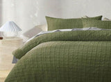 Accessorize Augusta Olive Crinkled Look Quilt Cover Set King V442-HIN-QUILTCS-AUGUSTA-OLIVE-KI
