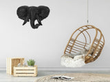 Lifelike Elephant Head Wall Hanging Craft Black Resin African Style Sculpture V1369-AZ3-W-18904
