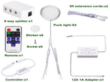 Linkable Under Cabinet LED Lighting 12V Dimmable Puck Lights Hardwired with Wireless RF Remote V1171-CC-WW004-EU