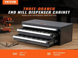 End Mill Cabinet, Three-Drawer End Mill Organizer Cabinet for 1/8" to 1", Steel End Mill V952-ZTFPGJX18D1SM1MR6V0