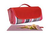 Red Stripes Stitching Premium Picnic Mat - Extra Thick & Waterproof Oxford Cloth Camping Blanket V888-ELOSUNG21268