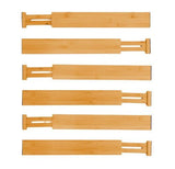 6 Pack Bamboo Adjustable Kitchen Drawer Dividers V178-36024