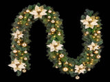 Jingle Jollys 2.7M Christmas Garland 8 Mode LEDs Timing 200 Tips Flowers Balls XM-C-GAR-FLW-9FT-GD-LED