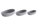 3 Pcs Desktop Storage Basket Oval Organizer Container Cotton Rope Hand Woven for Makeup Snacks Grey V1294-YM0626-3117220295312