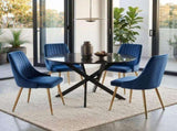 Marble Masterpiece Table and Chair Set V264-DNT-410-BLK-DNC-414V-BLU-4
