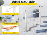3-Step Handrails for Outdoor Steps Fits 1 or 3 Steps Matte White Stair Rail Wrought Iron Handrail V952-LTFS3BBSLG0000001V0