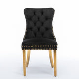 6x Velvet Dining Chairs with Golden Metal Legs-Black V226-SW1501BK-3