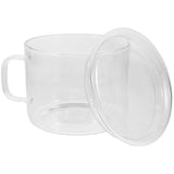 Covered Glass Cooking Bowl with Lid, Flat Skillet Pan for Microwave Oven, Ideal for Noodles and V1370-AZ4-16032