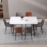 120x60cm Glossy White Minimalist Slate Kitchen Dining Table Marble Lunch Dinner Table Solid Metal V255-120GLOSSYWTABLE