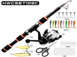 Black Complete Telescopic Fishing and Reel Kit for Beginners - 1.5M Portable 4 Section Spinning V888-ELOSUNG55756