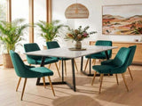 Marbleous Green Velvet Dining Set V264-DNT-413C-WHE-DNC-414V-GRN-6