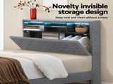 Artiss Bed Frame King Single Size LED Mattress Base Platform with Storage Shelf Hidden Storage Box BFRAME-F-MIDNIGHT-KS-BK-ABC